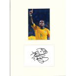 Football Robinho signed 16x12 mounted signature piece and colour photo pictured in action for