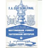 Football Nottingham Forest v Tottenham Hotspur vintage programme F. A Cup semi Final Hillsborough