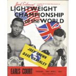 Boxing Joey Brown v Dave Charnley vintage fight programme Lightweight Championship of the World