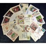 Football Manchester United FDC collection 8 signed covers and 8 Treble FDCs with PRINTED