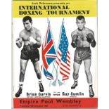 Boxing Brian Curvis v Guy Sumlin vintage fight programme Empire Pool Wembley 16th October 1962. Good