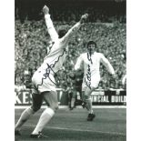 Football Mick Jones and Eddie Gray 10x8 signed b/w photo pictured playing for legendary Leeds United