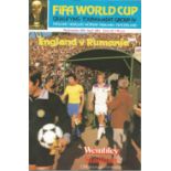 Football England v Rumania vintage programme World cup qualifying match Wembley Stadium 29th April