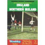 Football England v Northern Ireland vintage programme European Championship qualifying match Wembley