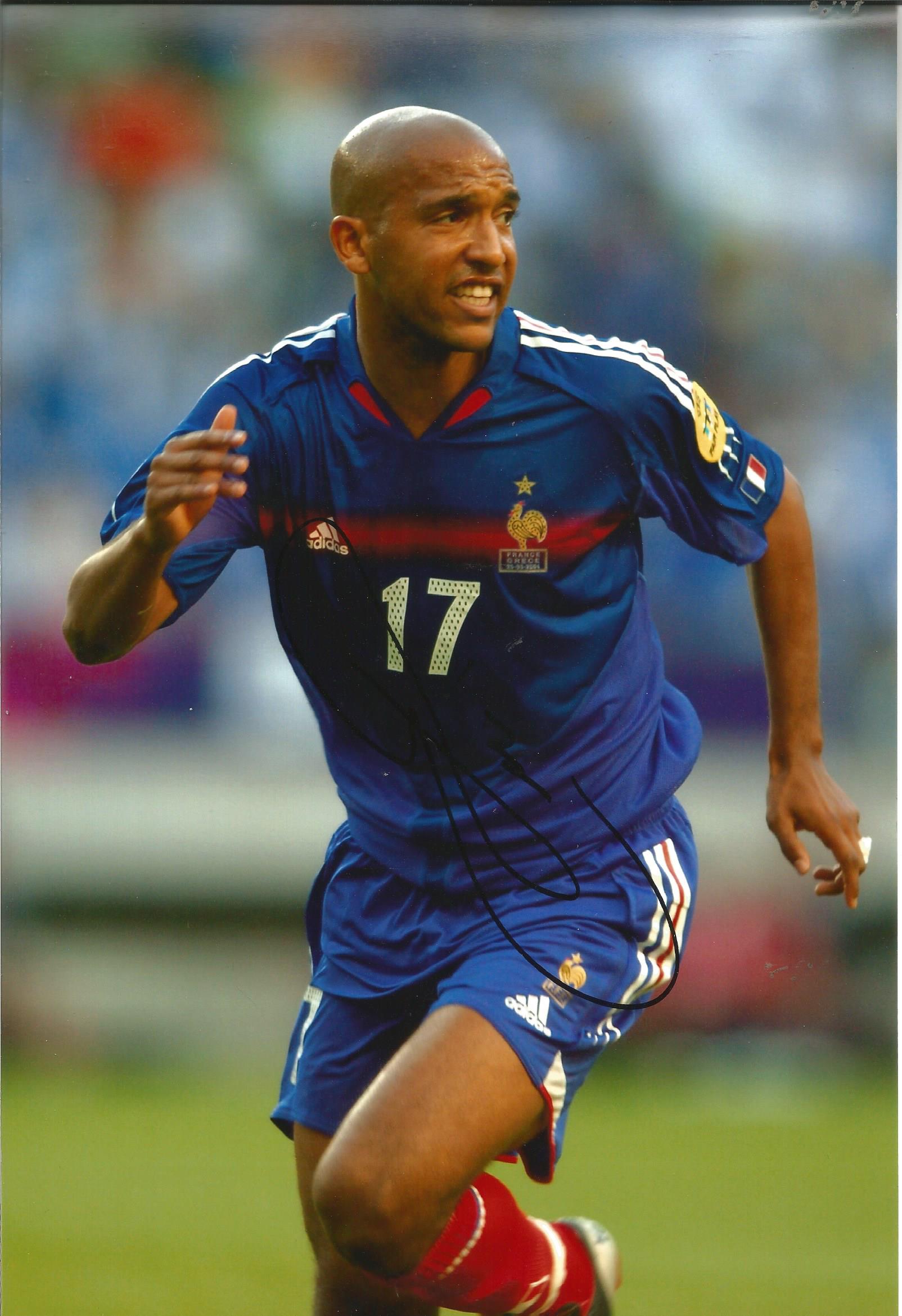 Football Olivier Dacourt 12x8 signed colour photo pictured in action for France. Good condition Est.