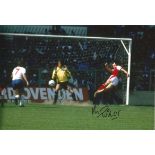 Football Mickey Thomas 8x12 signed colour photo pictured scoring for Wales against England. Good