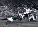 Colorized Photo 16 X 12, Depicting Manchester City Goalkeeper Bert Trautmann Diving At The Feet Of