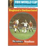Football England v Switzerland vintage programme World cup qualifying match Wembley stadium 19th Nov