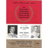 Boxing Joe Bugner v Jack Bodell vintage fight programme Heavyweight Championship of Great Britain,