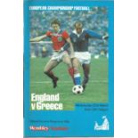 Football England v Greece vintage programme European championship qualifying match Wembley Stadium