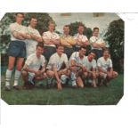 Football Legends England 1960-61 team colour magazine photo 11 signatures includes Bobby Charlton,