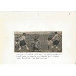 Football Legends England v Scotland 3x7 b/w newspaper photo signed by Jackie Henderson, Roger Byrne,