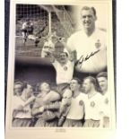 Football Nat Lofthouse 16x12 signed b/w montage photo of the Bolton Wanderers legend. Good condition