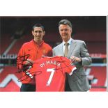 Football Angel DI Maria and Louis Van Gaal 12x16 signed colour photo pictured during their time with