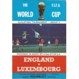 Football England v Luxembourg vintage programme World cup qualifying game Wembley Stadium 30th Mar