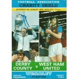 Football Derby County v West Ham United vintage programme Charity Shield 9th August 1975. Good