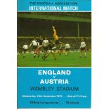 Football England v Austria vintage programme Friendly international Wembley Stadium 26th Sept