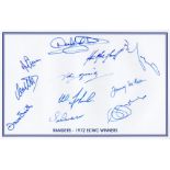 Rangers 1972 A Neatly Designed 12" X 8" Photo, Titled 'Rangers 1972 European Cup Winners Cup',