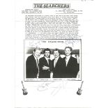 The Searchers signed on A4 Appreciation Society notepaper ; they have signed on the image. Signed by