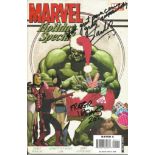 Stan Lee Frazer Irving signed Marvel Holiday Special comic. Good Condition Est.