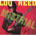 Lou Reed signed Mistrial 33rpm record cover. Record included. Good Condition Est.