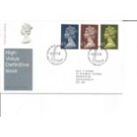 1972 1/2p single side band definitive cover £1 booklet cover, High value definitive issue FDC. 2/2/