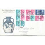 1972 1/2p single side band definitive cover £1 booklet cover, The story of Wedgewood FDC. 24/5/72