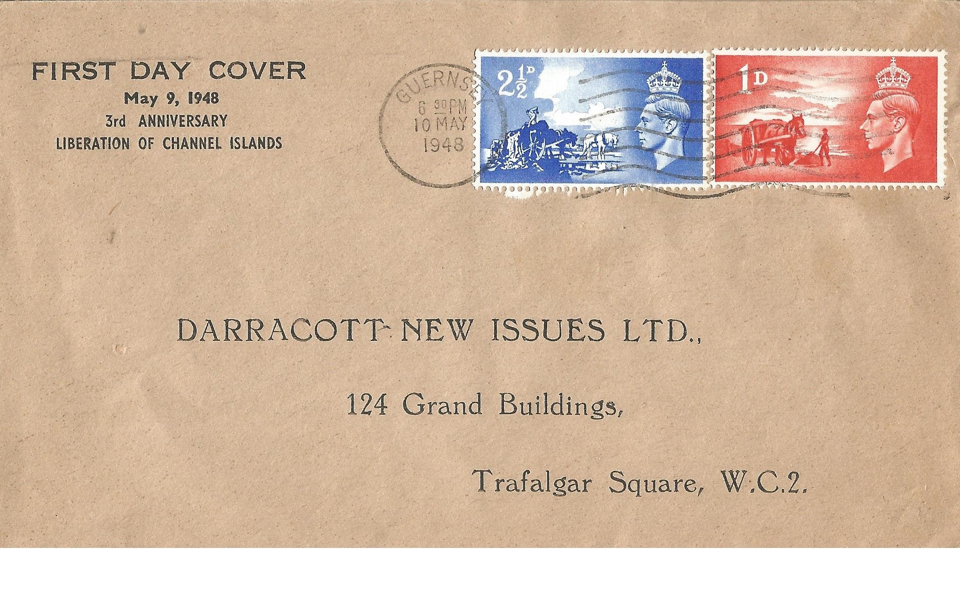 1948 Guernsey Liberation FDC, with CDS postmark. Good Condition. All signed pieces come with a