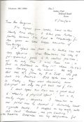 John Selway Battle of Britain handwritten letter regarding how ineffective the Blenheim was, sorties