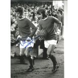 Autographed Willie Morgan photo, a superb image depicting Morgan and his Manchester United
