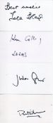 TV & Film Collection A Collection Of Eight 5x3 Inch White Cards, Each Signed, To Include Actors