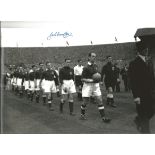 Autographed Jack Crompton photo, a superb image depicting Manchester United manager Matt Busby