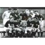 Football Autographed Ian Ure Photo, A Superb Image Depicting Dundee Players Gathering Around The