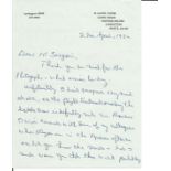 Battle of Britain Johnnie Hill WW2 RAF handwritten letter 1985. Good Condition. All signed pieces