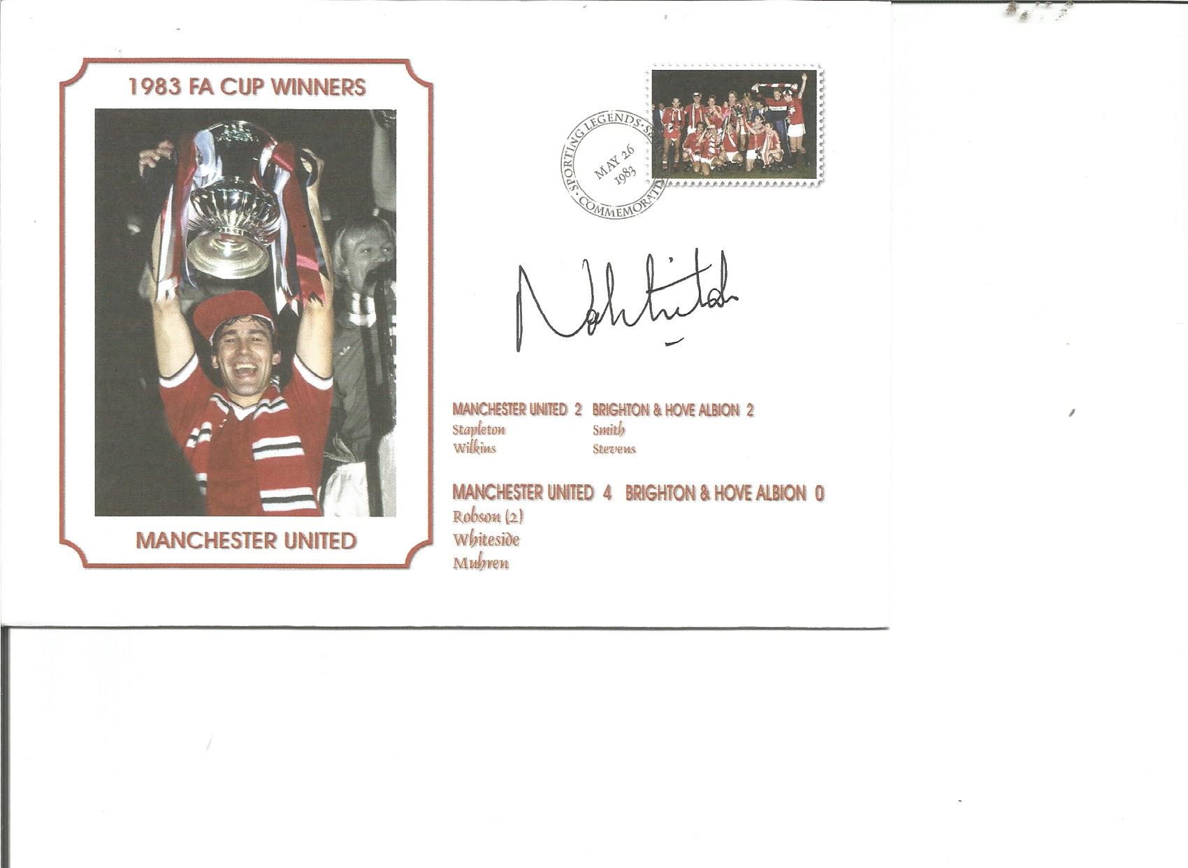 Norman Whiteside Signed Manchester United 1983 Fa Cup Winners Cover. Good Condition. All signed