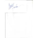 Carrie Fisher signed white card. American actress. Best known for playing Princess Leia in the