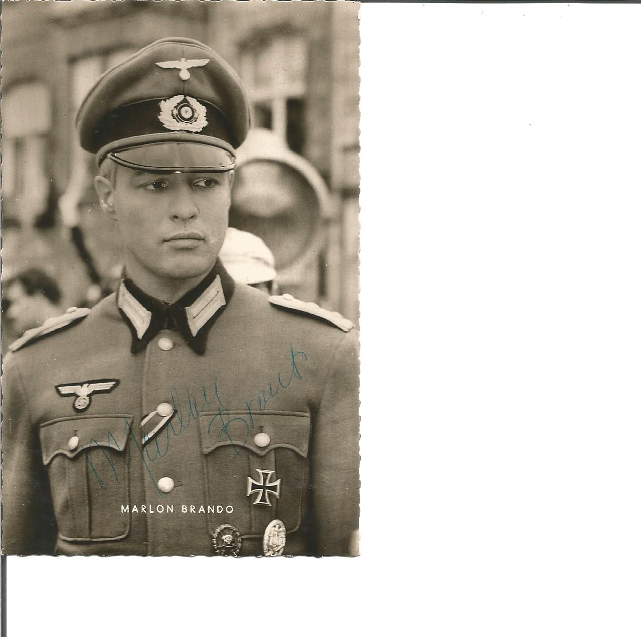 Marlon Brando signed 6 x 4 b/w photo in German Uniform. Good Condition. All signed pieces come