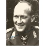 Werner Schroer Luftwaffe Ace signed 6x4 black and white portrait photo. Good Condition. All signed