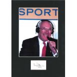 Murray Walker signature piece mounted below colour photo of the famous Formula 1 motor racing