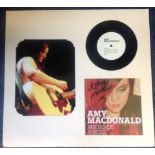 Amy Macdonald 17x18 approx signature piece includes colour photo, 45 rpm vinyl record and signed