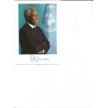 Kofi Annan signed 7x5 colour photo. 8 April 1938 – 18 August 2018 was a Ghanaian diplomat who served
