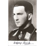 Wolfgang Schenck KC Luftwaffe Ace signed 6x4 black and white portrait photo. Good Condition. All