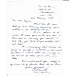 Battle of Britain Tony Austin 29 sqn WW2 RAF handwritten letter to BOB historian Ted Sergison with