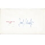 Josef Kraft WWII Ace signed envelope. Good Condition. All signed pieces come with a Certificate of