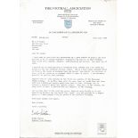 Bobby Robson typed signed letter on Football Association letterhead 1988 regarding gutter press to