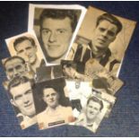 Football newspaper clipping signed collection. 12 items. Some of names included are Nat Lofthouse,