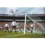 Football Autographed Bobby Lennox Photo, A Superb Image Depicting The Celtic Midfielder Going