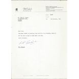 Bill Edrich DFC WW2 pilot and famous cricketer typed signed letter on personal letterhead to WW2