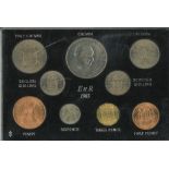 UK GB 1965 coin set in plastic display case. 1965 Great Britain 9 coin set Queen Elizabeth II Half