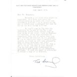 Battle of Britain Ted Cranwell WW2 RAF typed signed letter to BOB historian Ted Sergison interesting